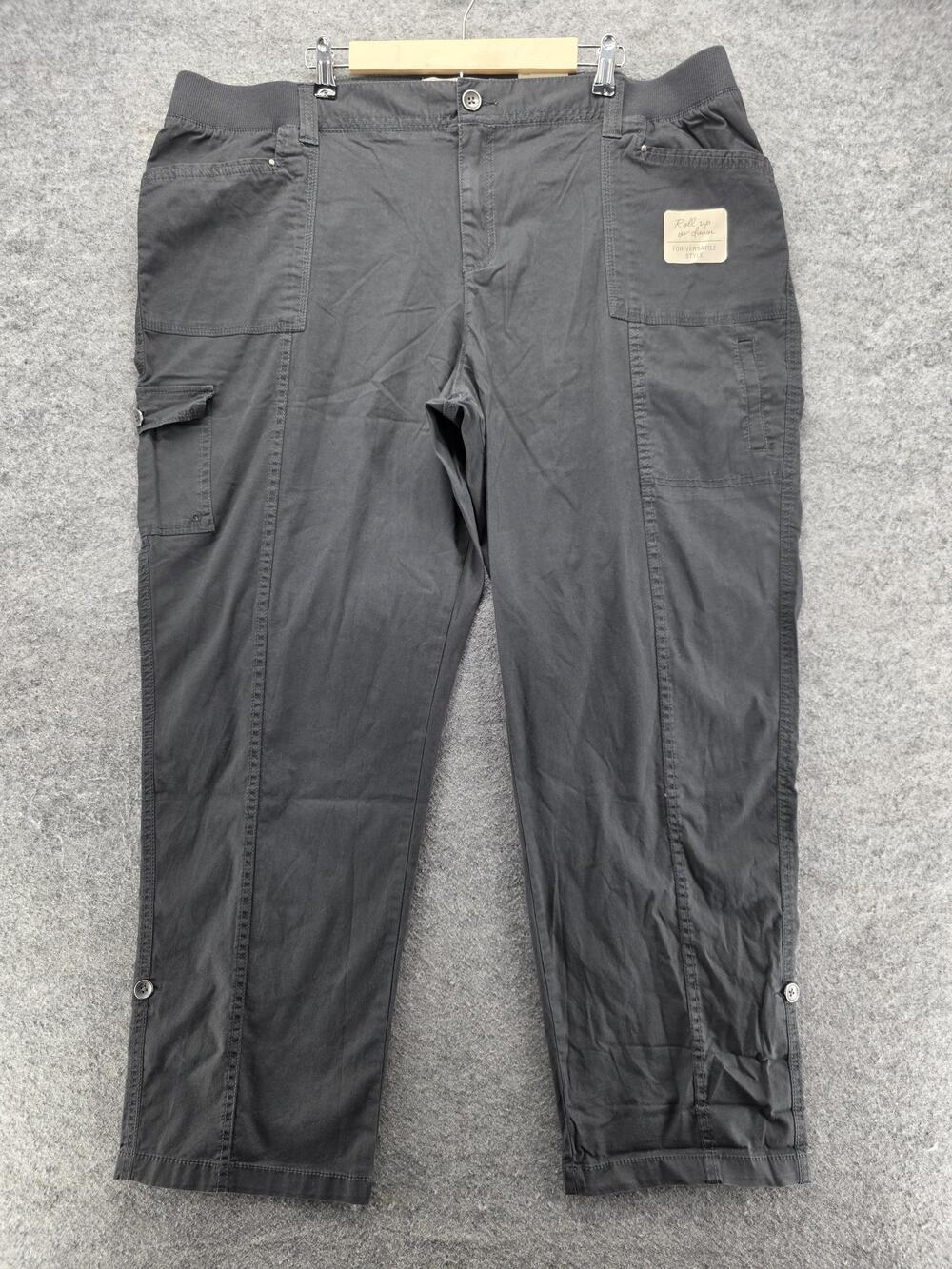 SONOMA LIFE+STYLE Pants Womens 24W Gray Cargo Twill Straight Stretch 30.5 In